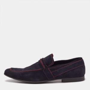 Gucci Navy Blue Suede Slip On  Loafers Size 44