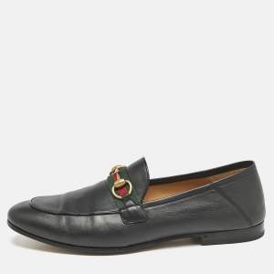 Gucci Black Leather Horsebit Foldable Loafers Size 44