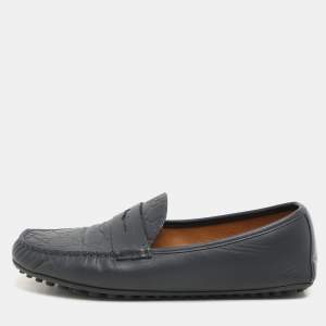 Gucci Blue Guccissima Leather Penny Loafers Size 42