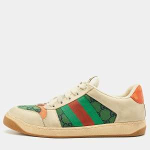 Gucci Multicolor GG Canvas and Nubuck Leather Screener Sneakers Size 41.5