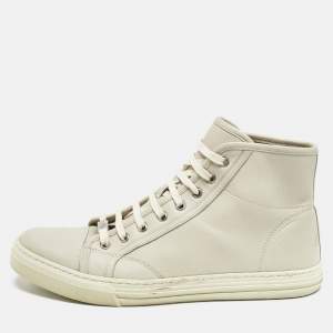 Gucci Grey Leather High Top Sneakers Size 43