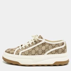 Gucci Beige GG Canvas Tennis 1977 Treck Sneakers Size 43.5