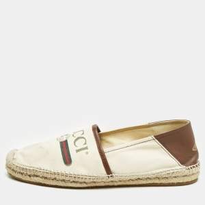 Gucci Off White Canvas Graphic Print Slip On Espadrilles Size 45