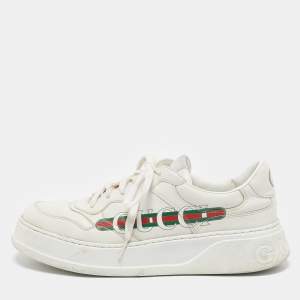 Gucci White Leather Chunky B Lace Up Sneakers Size 43.5