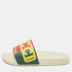 Gucci Cream Rubber Dapper Dan Pool Flat Slides Size 42