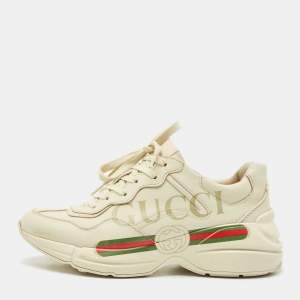 Gucci Cream Leather Rhyton Sneakers Size 41.5
