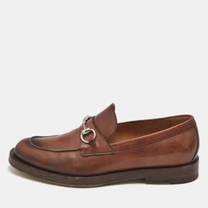 Gucci Brown Ombre Leather Horsebit Loafers Size 42