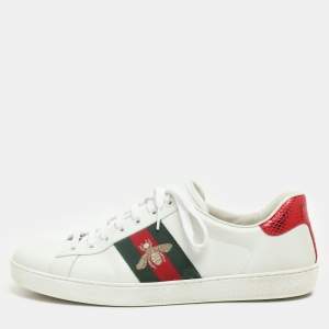 Gucci White Leather Ace Low Top Sneakers Size 44
