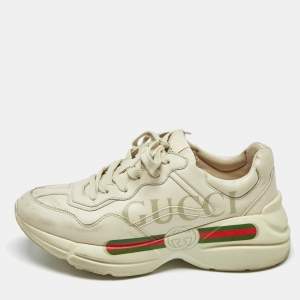Gucci Off White Leather Vintage Logo Rhyton Sneakers Size 40.5