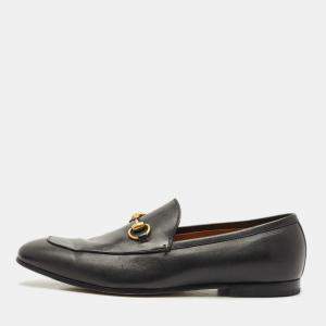 Pre Owned Gucci Black Leather Jordaan Loafers Size 43