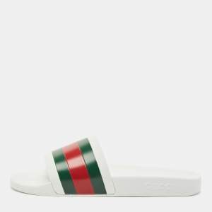 Gucci White Rubber Pursuit 72 Pool Slides Size 46