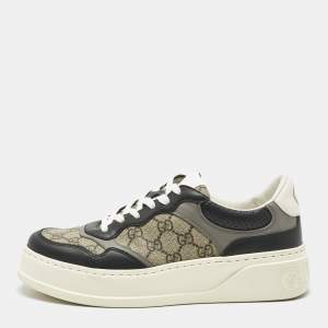 Pre Owned Gucci Multicolor Leather and GG Supreme Canvas Chunky B Sneakers Size 41