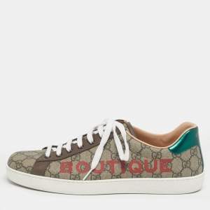 Pre Owned Gucci Beige/Brown GG Supreme Canvas Ace Sneakers Size 43