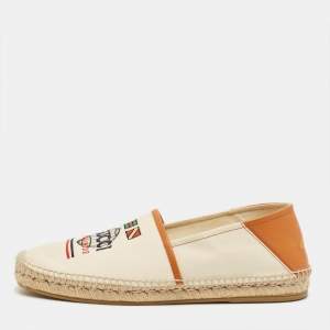 Pre Owned Gucci Off White/Brown Canvas and Leather Alejandro Espadrilles Size 44