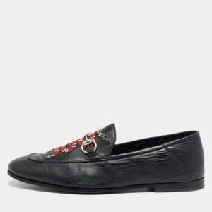 مملوكة مسبقًا Gucci Jordaan Size 42 Black Leather Brixton Horsebit Slip On Loafers