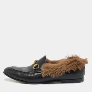 مملوكة مسبقًا Gucci Princetown Size 42.5 Black Leather and Mink Fur Loafers
