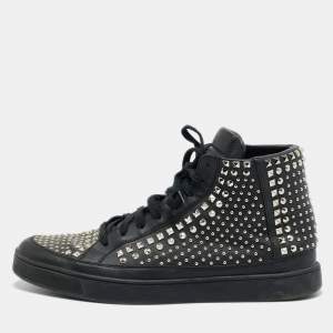 مملوكة مسبقًا Gucci Studded Size 43.5 Black Leather High Top Sneakers
