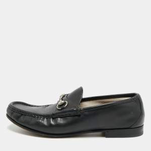 Pre Owned Gucci Horsebit Size 45 Black Leather Loafers