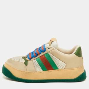 Pre Owned Gucci Screener Size 41.5 Multicolor Canvas and Nubuck Leather Low Top Sneakers