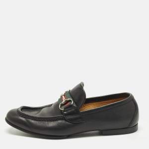 Pre Owned Gucci Horsebit Size 39 Black Leather Loafers