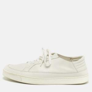 Pre Owned Gucci Size 44 White Leather Low Top Sneakers