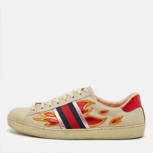 مملوكة مسبقًا Gucci Ace Flames Size 43.5 Multicolor Leather  Low Top Sneakers