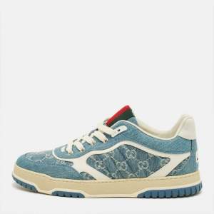 مملوكة مسبقًا Gucci Re-Web Size 45 Blue GG Denim Low Top Sneakers