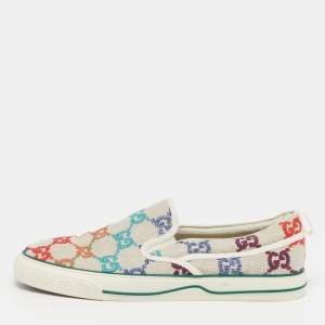 Pre Owned Gucci Tennis 1977 Size 45 Multicolor GG Canvas Low Top Sneakers