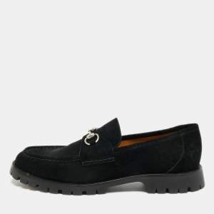 مملوكة مسبقًا Gucci Horsebit Size 45 Black Suede Loafers