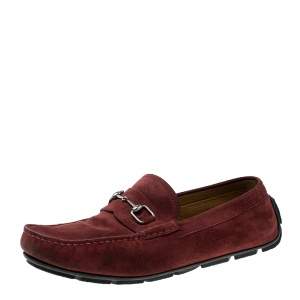 Gucci Red Suede Horsebit Loafers Size 44
