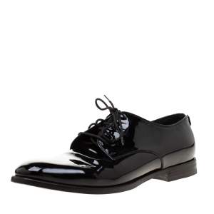 Gucci Black Patent Leather Lace Up Derby Size 41.5