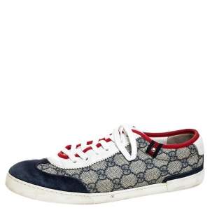 Gucci Beige/Blue GG Supreme Canvas And Leather Sneakers Size 40.5