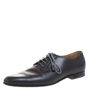 Gucci Black Leather Tassel Lace Detail Oxfords Size 44.5