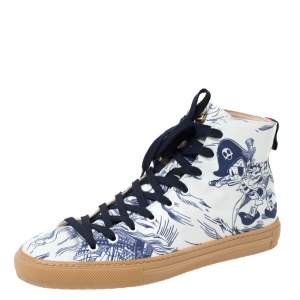 Gucci White/Blue Canvas Sea Storm High Top Sneakers Size 40 cm 