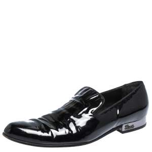 Gucci Black Patent Leather Smoking Slippers Size 42