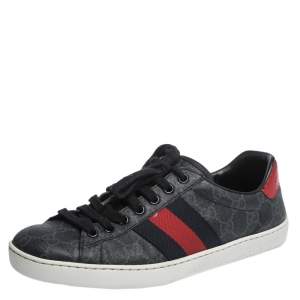 Gucci Blue GG Supreme Canvas And Python Trim Ace Lace Up Sneakers Size 39.5