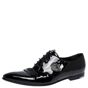 Gucci Black Patent Leather Lace Up Oxfords Size 44