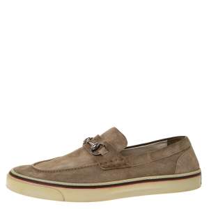 Gucci Grey Suede Horsebit Loafers Size 44