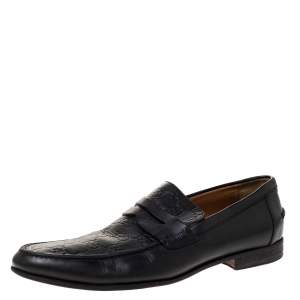 Gucci Black Guccissima Leather Penny Slip On Loafers 41