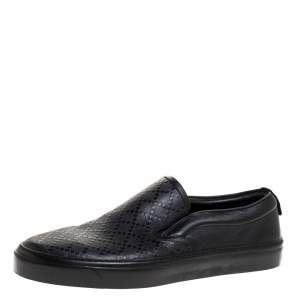 Gucci Black Diamante Leather Slip On Sneakers Size 40