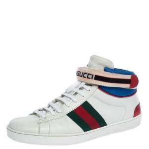 Gucci White Leather Ace High Top Sneakers Size 43
