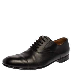 Gucci Black Leather Lace Up Oxfords Size 43.5