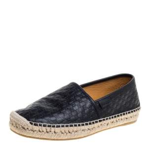 مملوكة مسبقًا صندل غوتشي جلد غوتشيسيما أسود سليب أون إسبادريل مقاس 40.5