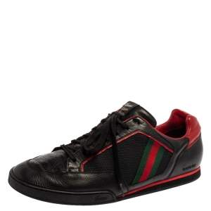 مملوكة مسبقًا حذاء رياضى شانيل تنس ويب فينتدج شبك وجلد أحمر / أسود مقاس 44.5 