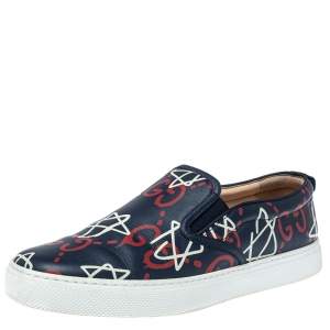 مملوكة مسبقًا حذاء رياضي غوتشي سليب أون غوتشي دوبلين غوست جلد كحلى مقاس 42.5 