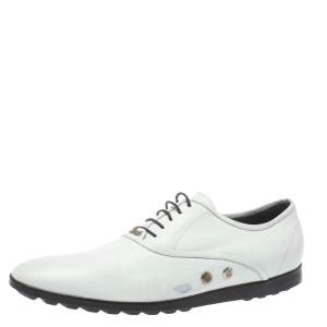 Gucci White Leather Lace Up Oxfords Size 44.5