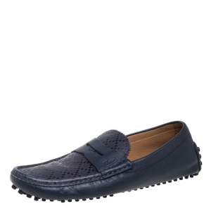 Gucci Blue Leather Penny Slip On Loafers Size 42.5