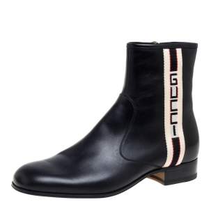Gucci Black Leather Zipper Detail  Boots  Size 41
