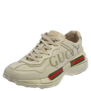 Gucci Off White Leather Rhyton Sneakers Size 41.5