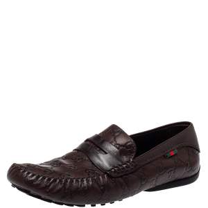 Pre Owned Gucci Brown Guccissima Leather Penny Loafer Size 41
